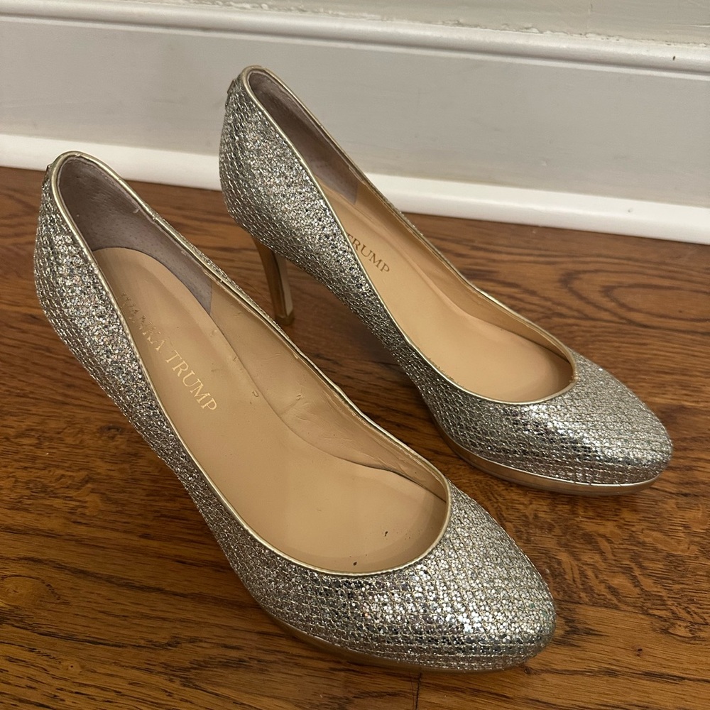 Ivanka Trump Sparkling Silver Heels